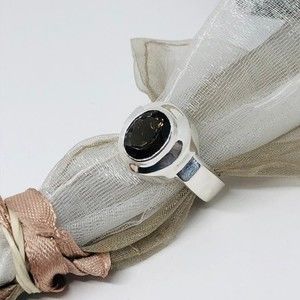 Sterling Silver Smokey Topaz Ring Size 8 1/2